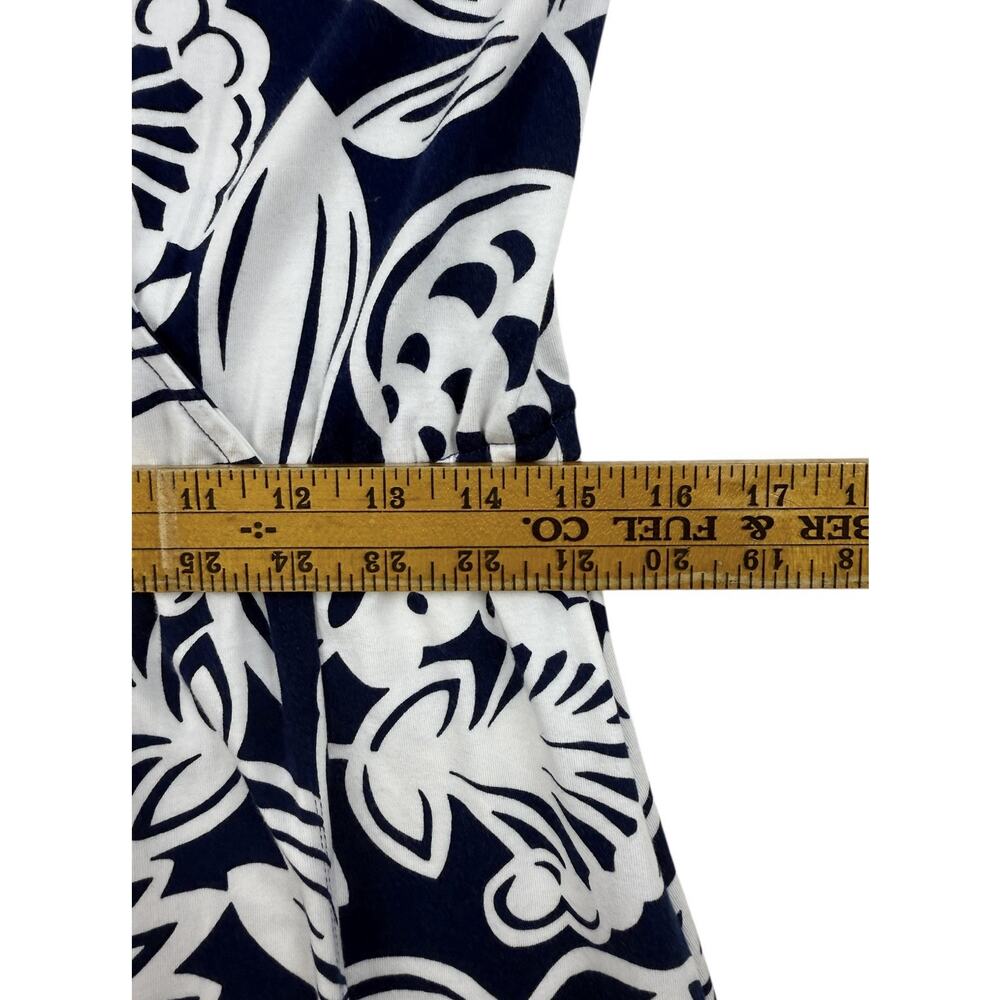 Talbots Dress Faux Wrap Maxi Tank Blue White Botanical Medium Petite Cotton Knit - Picture 14 of 16